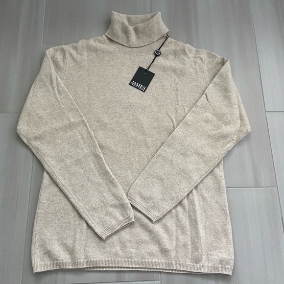 NWT James Peter James Roll Neck Pure Cashmere Beige Sweater size Large - Picture 1 of 3